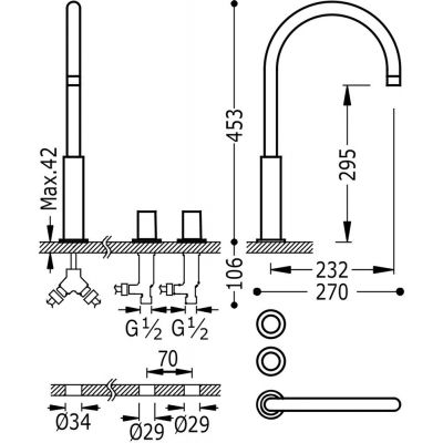 Tres Study Exclusive 06110502NM bateria umywalkowa