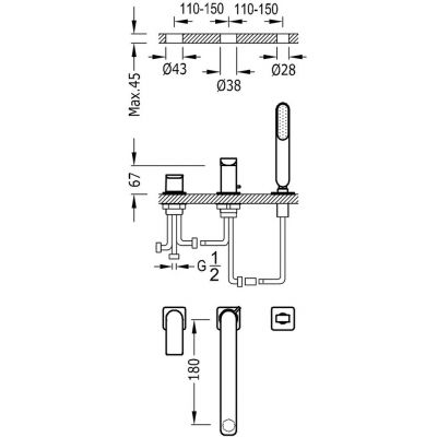 Tres Loft Colors 20016203NM bateria wannowo-prysznicowa nawannowa czarny