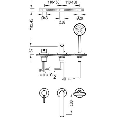 Tres Alplus 20316102 bateria wannowo-prysznicowa