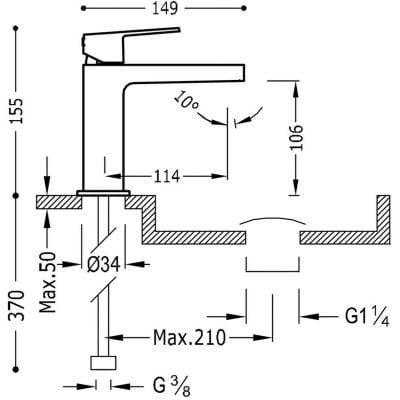 Tres Project 21110301D bateria umywalkowa