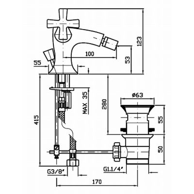 Zucchetti Bellagio ZB1315C8 bateria bidetowa stojąca
