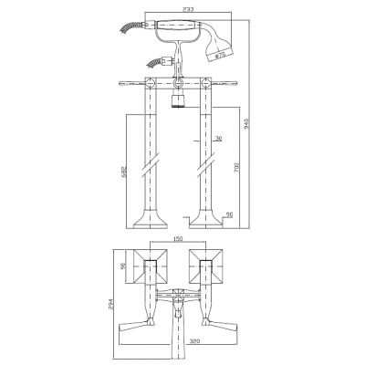 Zucchetti Bellagio ZB2247C8 bateria wannowo-prysznicowa wolnostojąca