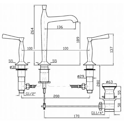 Zucchetti Bellagio ZB2426C8 bateria umywalkowa stojąca nikiel