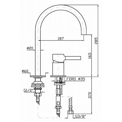 Zucchetti Pan ZP6223W1 bateria umywalkowa stojąca