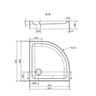 Cersanit Tako S204003 brodzik półokrągły 80x80 cm biały