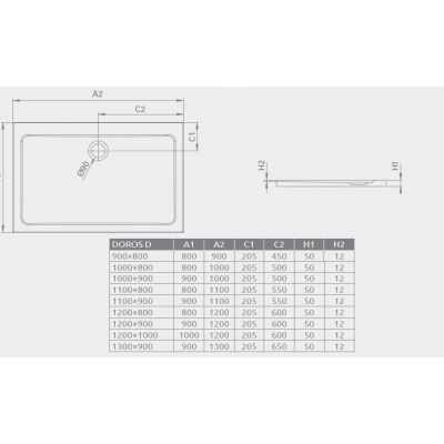 Radaway Doros SDRD118001 brodzik prostokątny