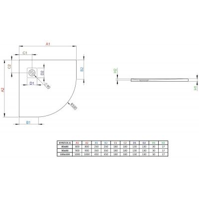 Radaway Kyntos A HKA808064 brodzik półokrągły 80x80 cm antracyt