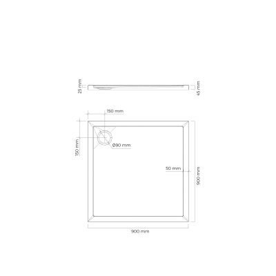 Oltens Superior 17001300 brodzik kwadratowy 90x90 cm czarny