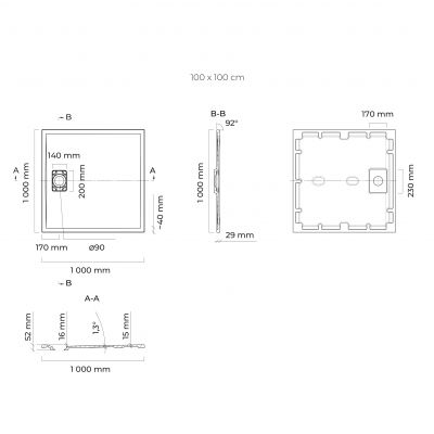 Oltens Bergytan 17102900 brodzik kwadratowy 100x100 cm beżowy