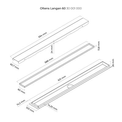 Oltens Langan 30001000 odpływ prysznicowy 60 cm stal