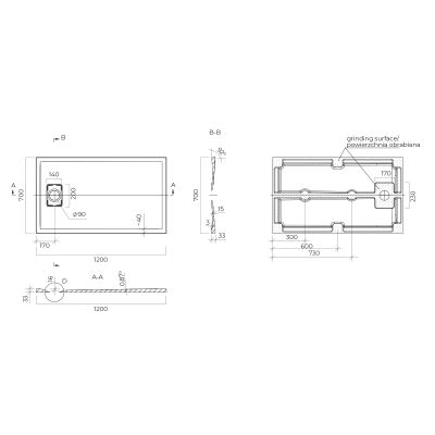 Oltens Bergytan 15102900 brodzik prostokątny 120x70 cm beżowy