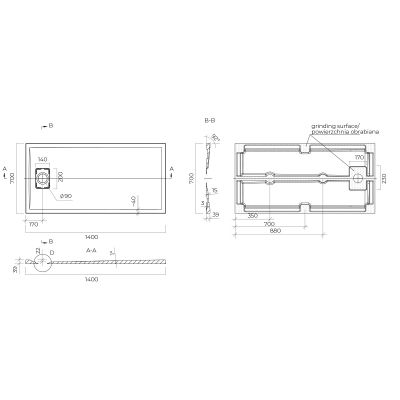 Oltens Bergytan 15105900 brodzik prostokątny 140x70 cm beżowy