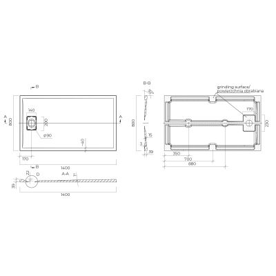 Oltens Bergytan 15106000 brodzik prostokątny 140x80 cm biały
