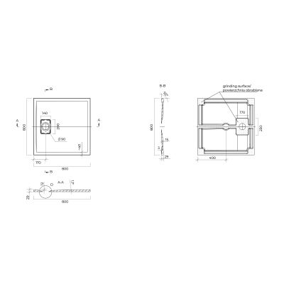 Oltens Bergytan 17100300 brodzik kwadratowy 80x80 cm czarny