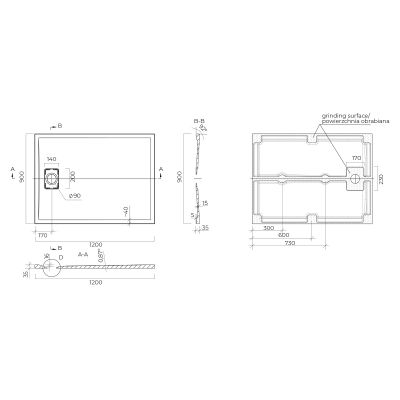Oltens Bergytan 15104900 brodzik prostokątny 120x90 cm beżowy