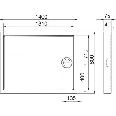 Roca Granada A27T008000 brodzik prostokątny 140x80 cm