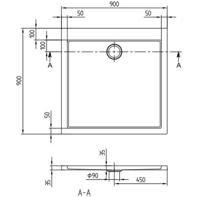 Villeroy & Boch Subway UDA0935SUB1V01 brodzik kwadratowy 90x90 cm biały