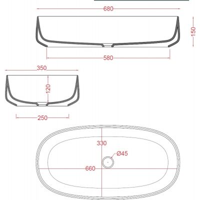 Art Ceram Cognac COL0050300 umywalka 68x35 cm owalna nablatowa czarna
