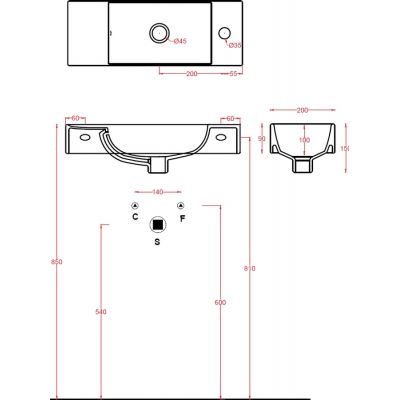 Art Ceram Brick LML0020100 umywalka 54x20 cm prostokątna ścienna biała