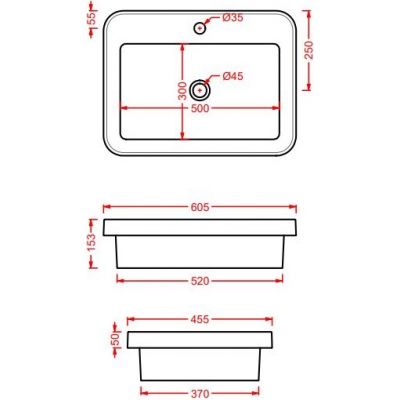 Art Ceram Fuori TFL0340100 umywalka 60.5x45.5 cm prostokątna wpuszczana biała