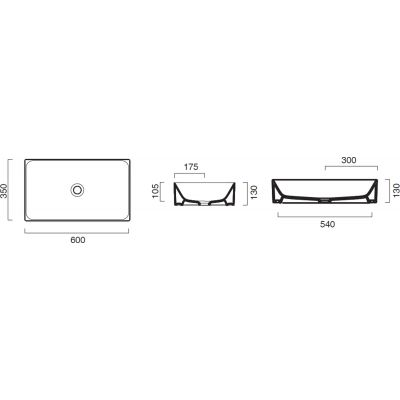 Catalano Zero 16035ZEBM umywalka 60x35 cm prostokątna nablatowa biała
