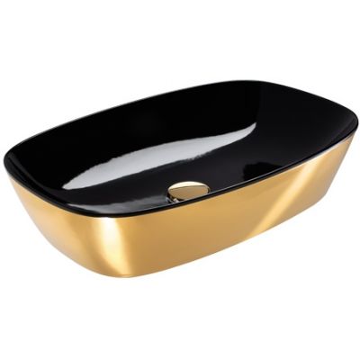 Catalano Green 160APGRLXNO umywalka 60x40 cm owalna nablatowa dwukolorowa-czarna-złota