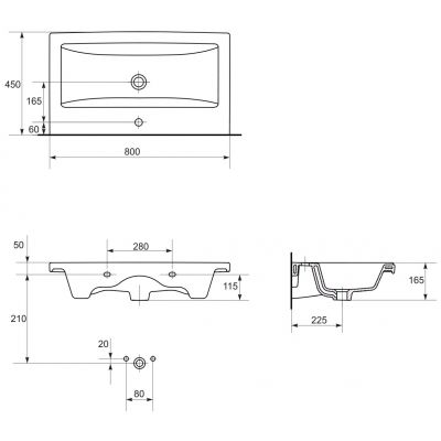 Cersanit Como K32004BOX umywalka 80x45 cm prostokątna meblowa biała