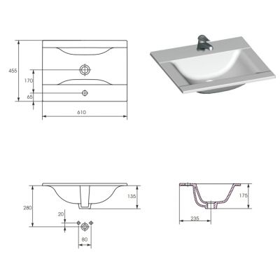 Cersanit Ontario K669002 umywalka 61x45.5 cm prostokątna meblowa biała