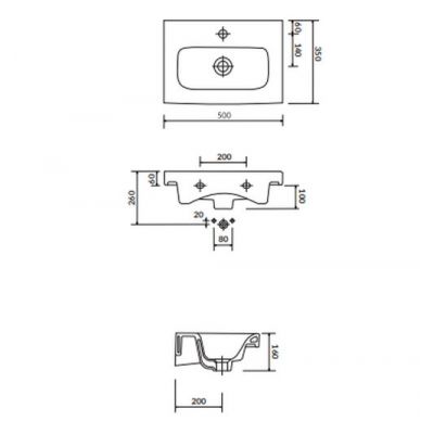 Cersanit Moduo K116008 umywalka 50x35 cm prostokątna ścienna-meblowa biała