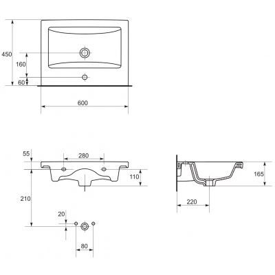 Cersanit Como K32003BOX umywalka 60x45 cm prostokątna meblowa biała