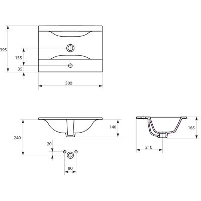 Cersanit Ontario K669001 umywalka 50x39.5 cm prostokątna meblowa biała