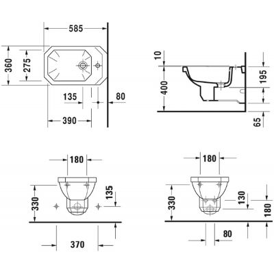 Duravit Seria 1930 0266100000 bidet wiszący