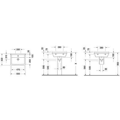 Duravit Starck 3 0300550000 umywalka 55x43 cm prostokątna ścienna biała