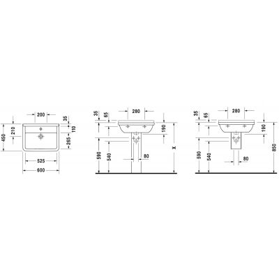 Duravit Starck 3 0300600000 umywalka 60x45 cm prostokątna ścienna biała