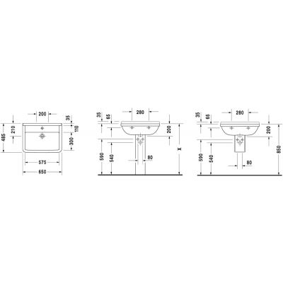 Duravit Starck 3 0300650000 umywalka 65x48.5 cm prostokątna ścienna biała