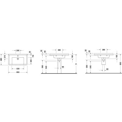 Duravit Starck 3 03048000001 umywalka 85x48.5 cm prostokątna ścienna-meblowa-z blatem biała