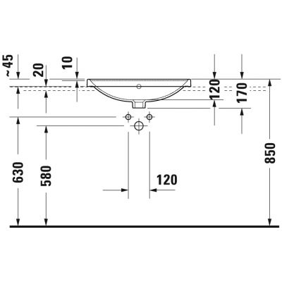 Duravit D-Neo 0357600027 umywalka 60x44 cm prostokątna wpuszczana biała
