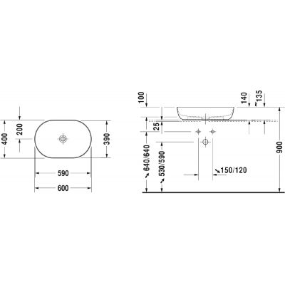 Duravit Luv 03796026001 umywalka 60x40 cm owalna nablatowa dwukolorowa