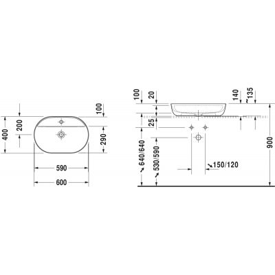 Duravit Luv 0380600000 umywalka 60x40 cm owalna nablatowa biała