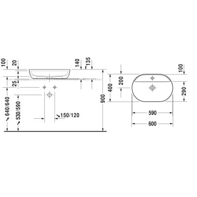 Duravit Luv 0380602600 umywalka 60x40 cm owalna nablatowa dwukolorowa