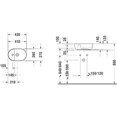 Duravit Luv 0381420000 umywalka 42x27 cm owalna nablatowa biała