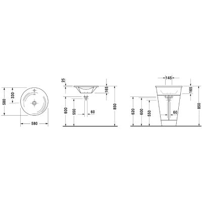 Duravit Starck 1 0406580000 umywalka 58x58 cm okrągła meblowa biała