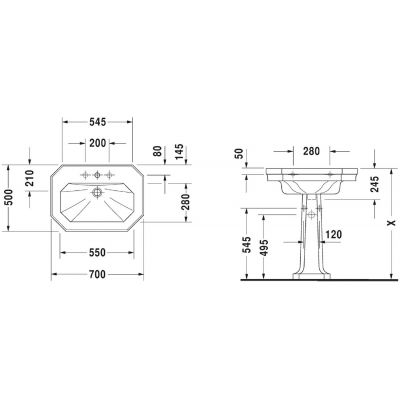 Duravit Seria 1930 0438700000 umywalka 70x50 cm ścienna biała