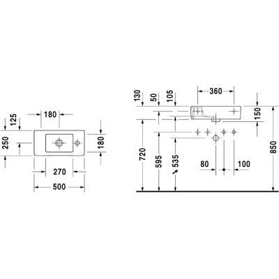 Duravit Vero 0703500008 umywalka 50x25 cm prostokątna meblowa biała