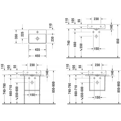 Duravit DuraSquare 07324500411 umywalka 45x35 cm prostokątna meblowa biała