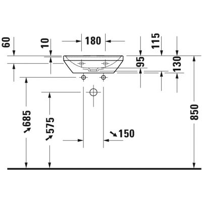 Duravit D-Neo 0738450041 umywalka 45x33.5 cm prostokątna ścienna biała