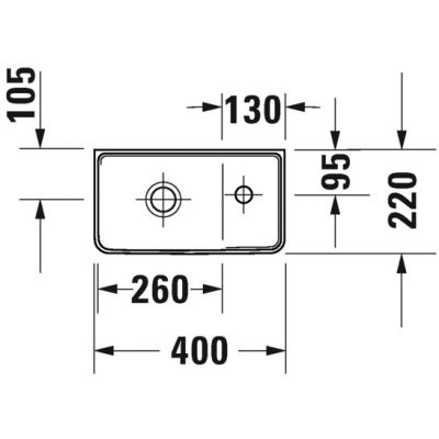 Duravit D-Neo 0739400041 umywalka 40x22 cm prostokątna ścienna biała