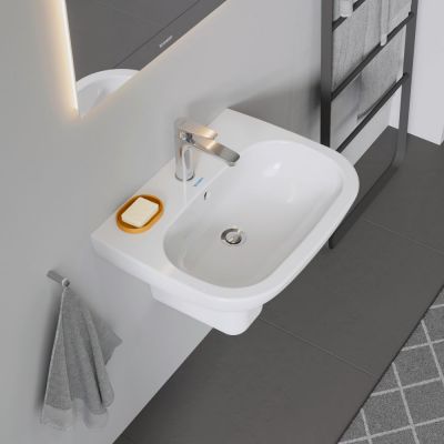 Duravit D-Code 23106000002 umywalka 60x46 cm półokrągła ścienna biała