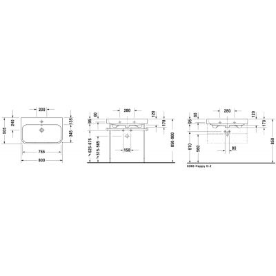 Duravit Happy D.2 2318800000 umywalka 80x50.5 cm półokrągła meblowa biała
