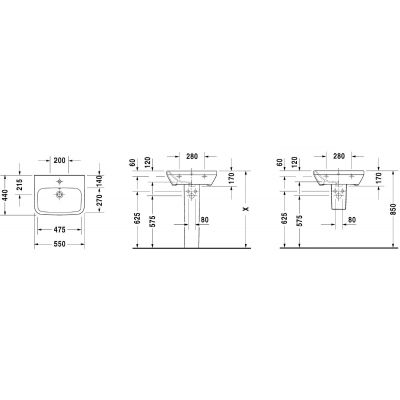 Duravit DuraStyle 2319550000 umywalka 55x44 cm prostokątna ścienna biała